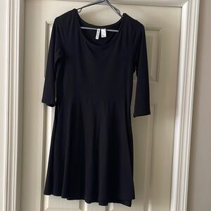 H&M Black A-Line Dress with 3/4 Sleeves